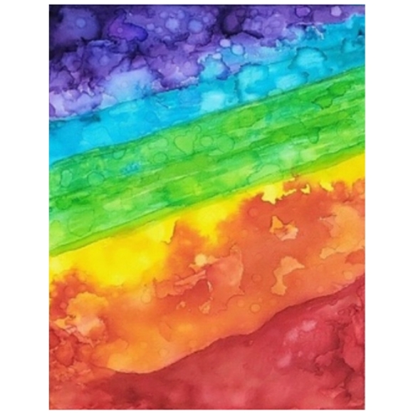 Hand Crafted Abstract Rainbow Design 11x14 Inches Canvas Painting - Picture 2 of 4